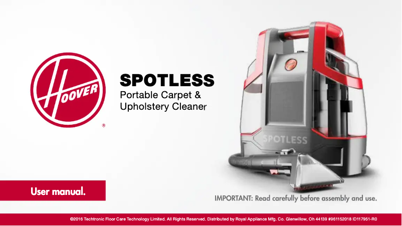 Page n°1 - Manuel utilisateur Hoover Spotless FH11400
