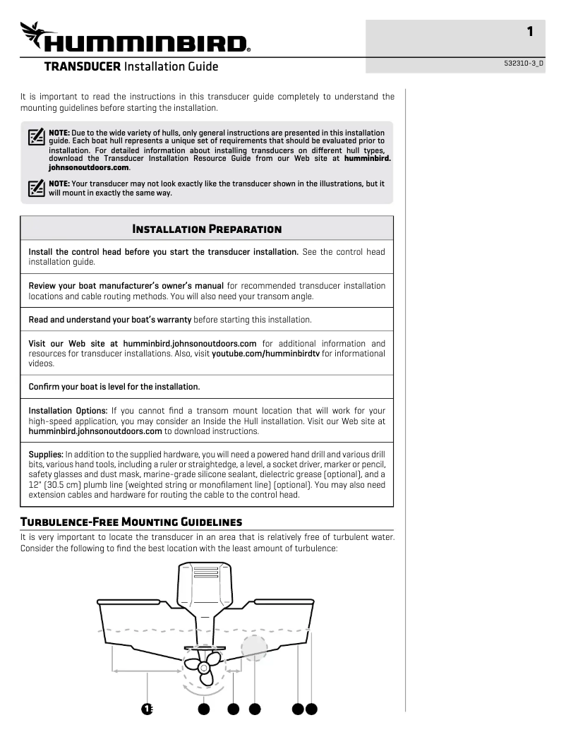 Página 1 del manual Guía de instalación Humminbird HELIX 7 CHIRP GPS G4N