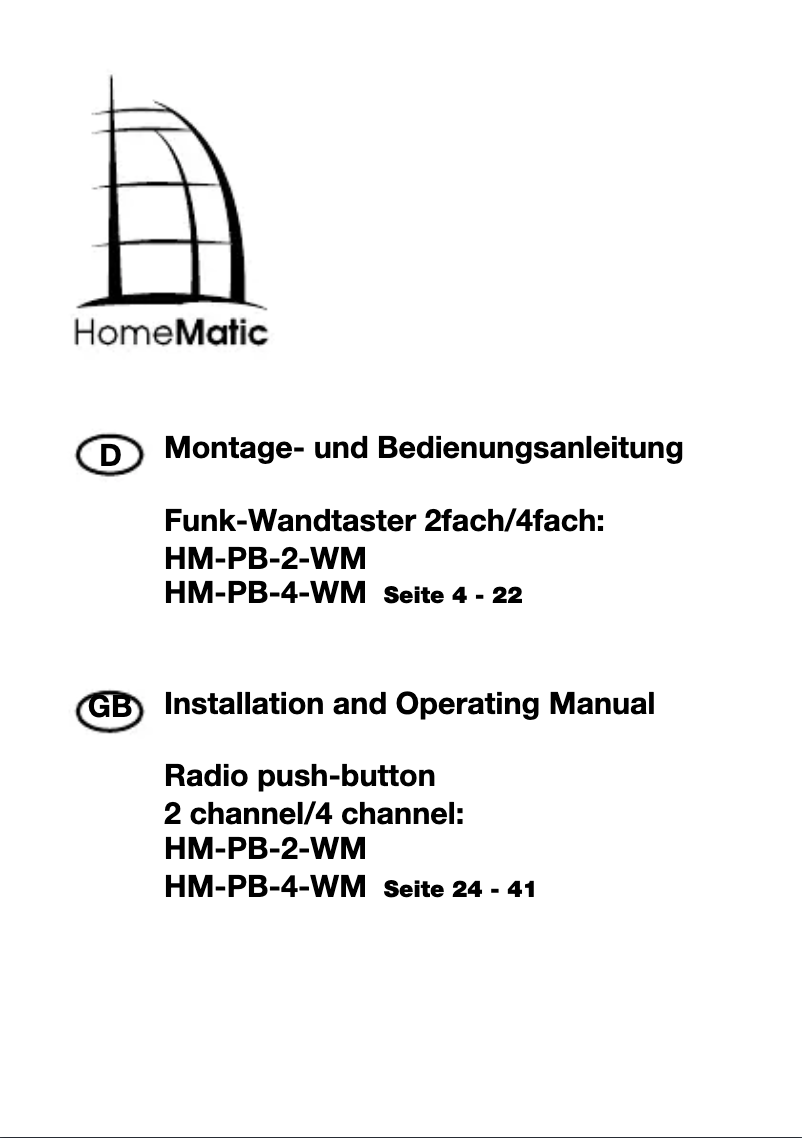 Page n°1 - Manuel utilisateur Homematic IP HM-PB-2-WM