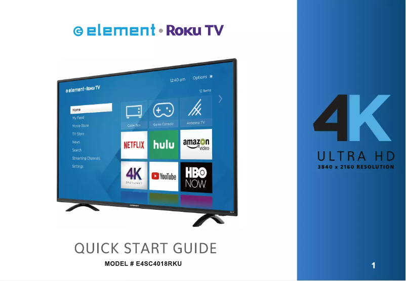 Page 1 de la notice Guide de démarrage rapide Element E4SC4018RKU