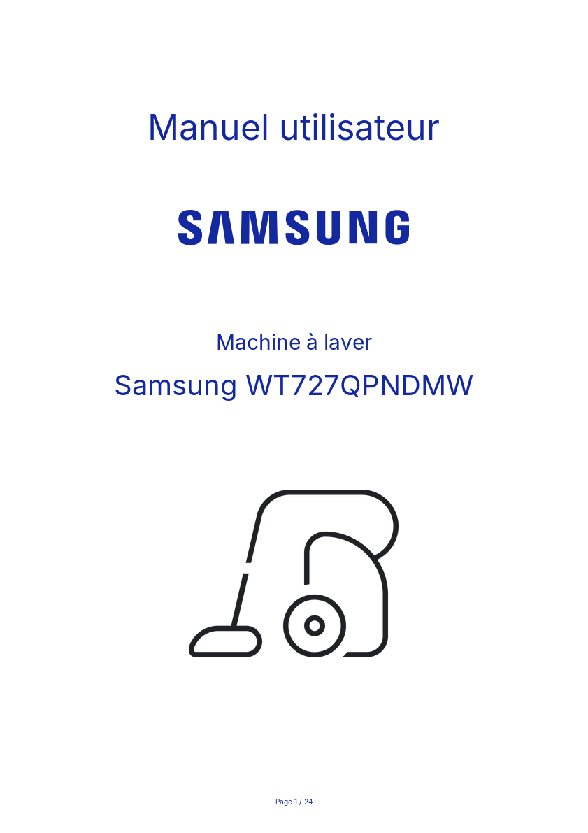 Page n°1 - Manuel utilisateur Samsung WT727QPNDMW
