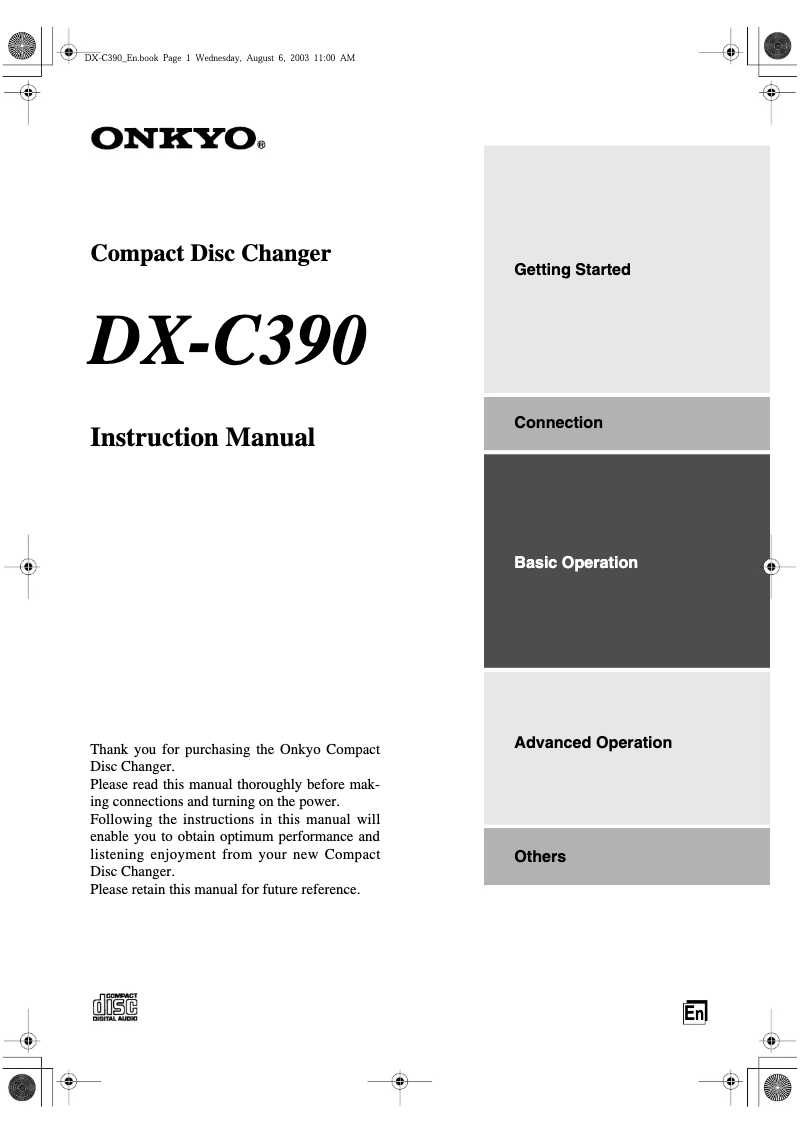 Page 1 de la notice Manuel utilisateur Onkyo DX-C390