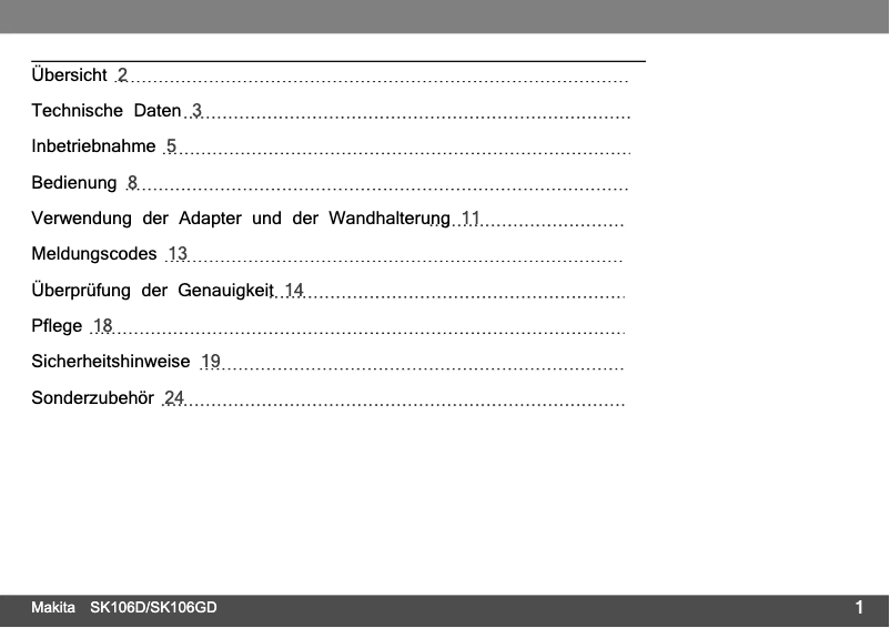 Page 1 de la notice Manuel utilisateur Makita SK106GD