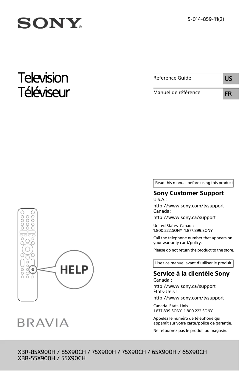 Page n°1 - Manuel utilisateur Sony Bravia XBR-85X90CH