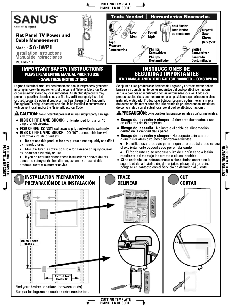 Page n°1 - Manuel utilisateur Sanus SA-IWP1
