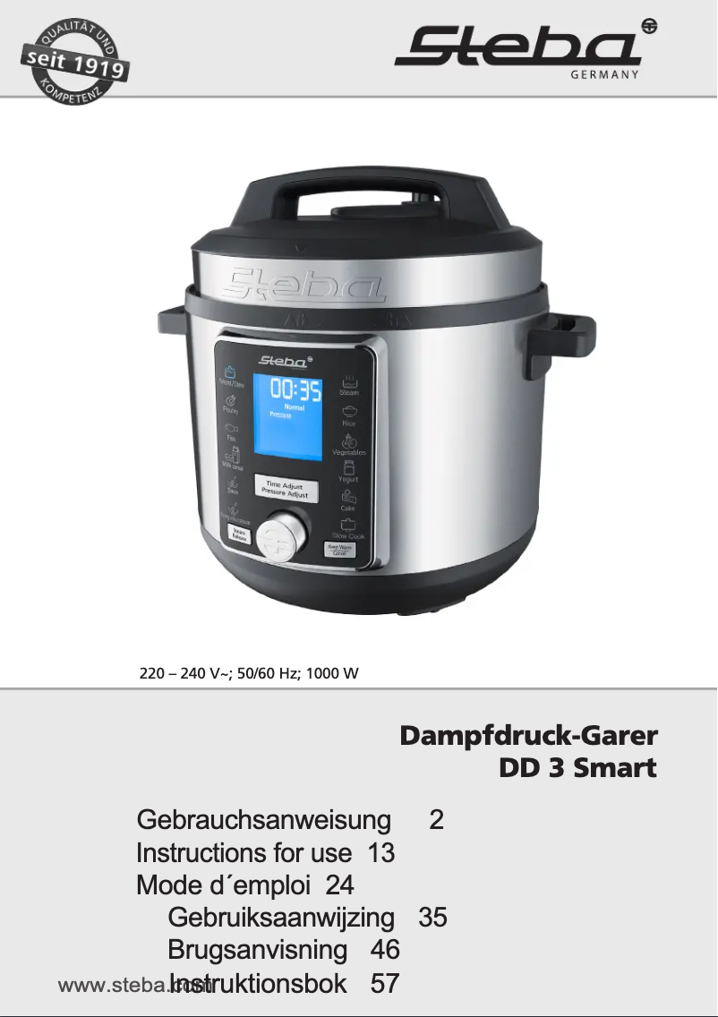 Page 1 de la notice Manuel utilisateur Steba DD 3 Smart