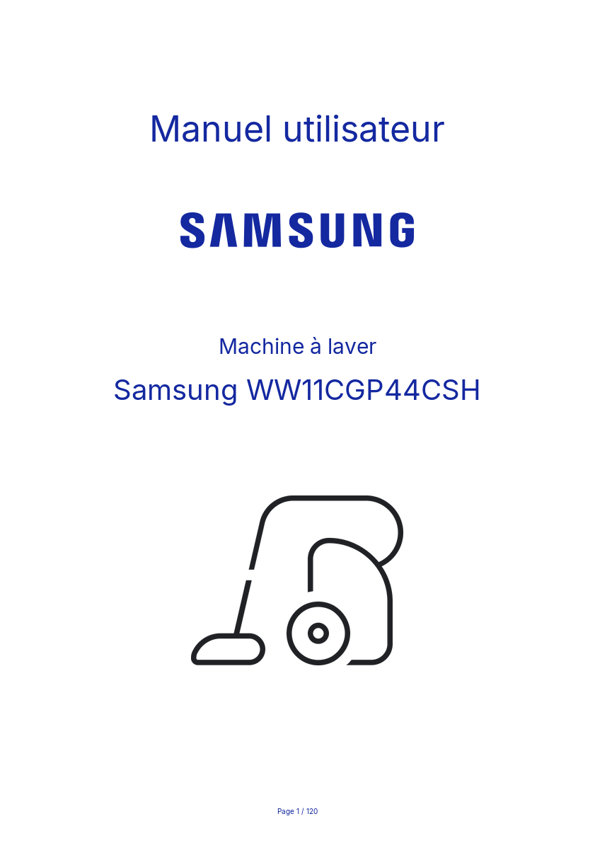 Page n°1 - Manuel utilisateur Samsung WW11CGP44CSH