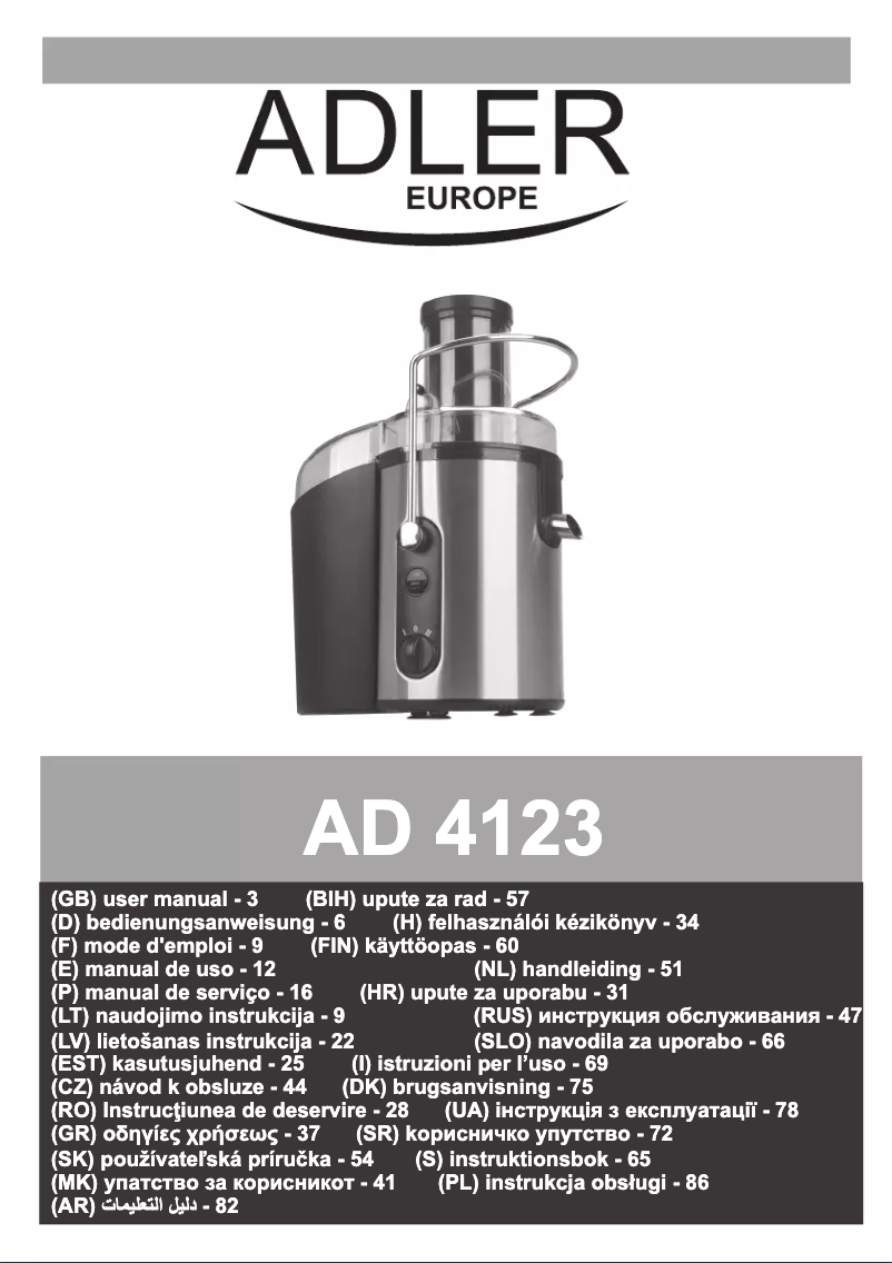 Page n°1 - Manuel utilisateur Adler AD 4123