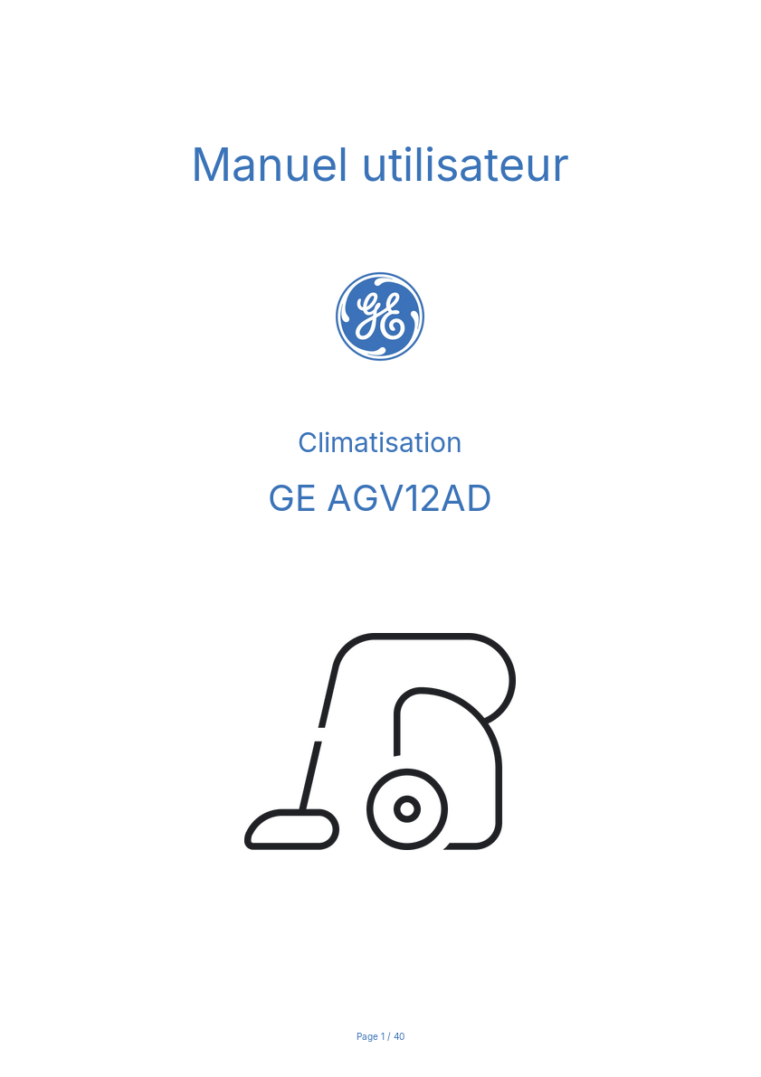 Page n°1 - Manuel utilisateur GE AGV12AD