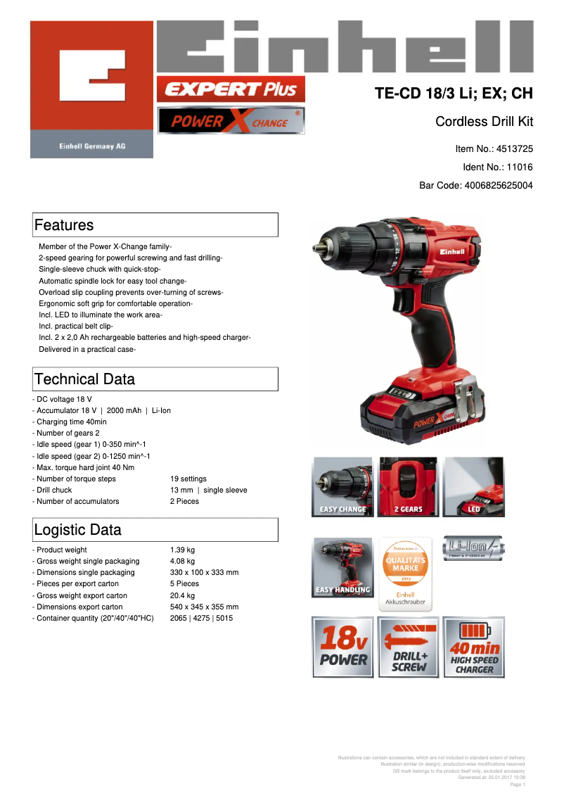 Image de la première page du manuel de l'appareil TE-CD 18/3 Li