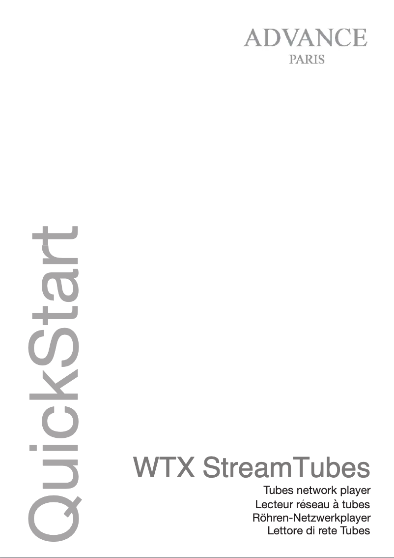 Page 1 de la notice Manuel utilisateur Advance WTX-StreamTubes