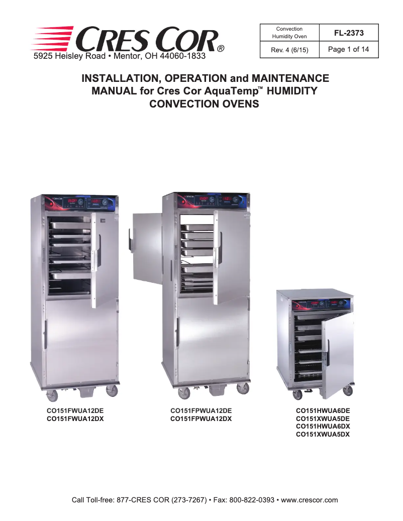 Page n°1 - Manuel utilisateur Cres Cor CO151FWUA12DE
