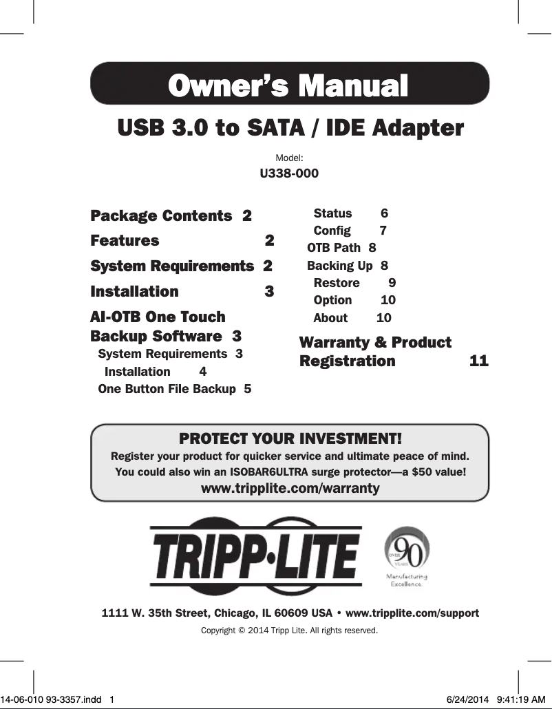 Image de la première page du manuel de l'appareil U338-000