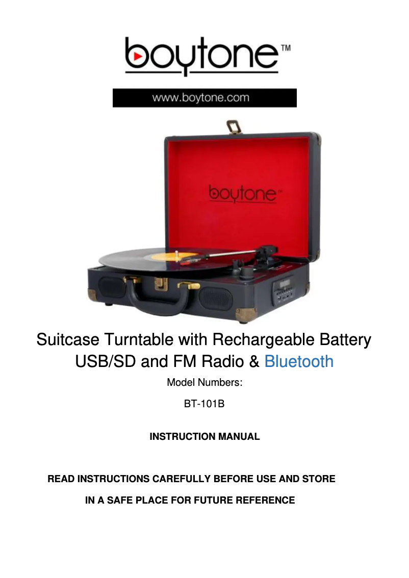 Page 1 de la notice Manuel utilisateur Boytone BT-101BK