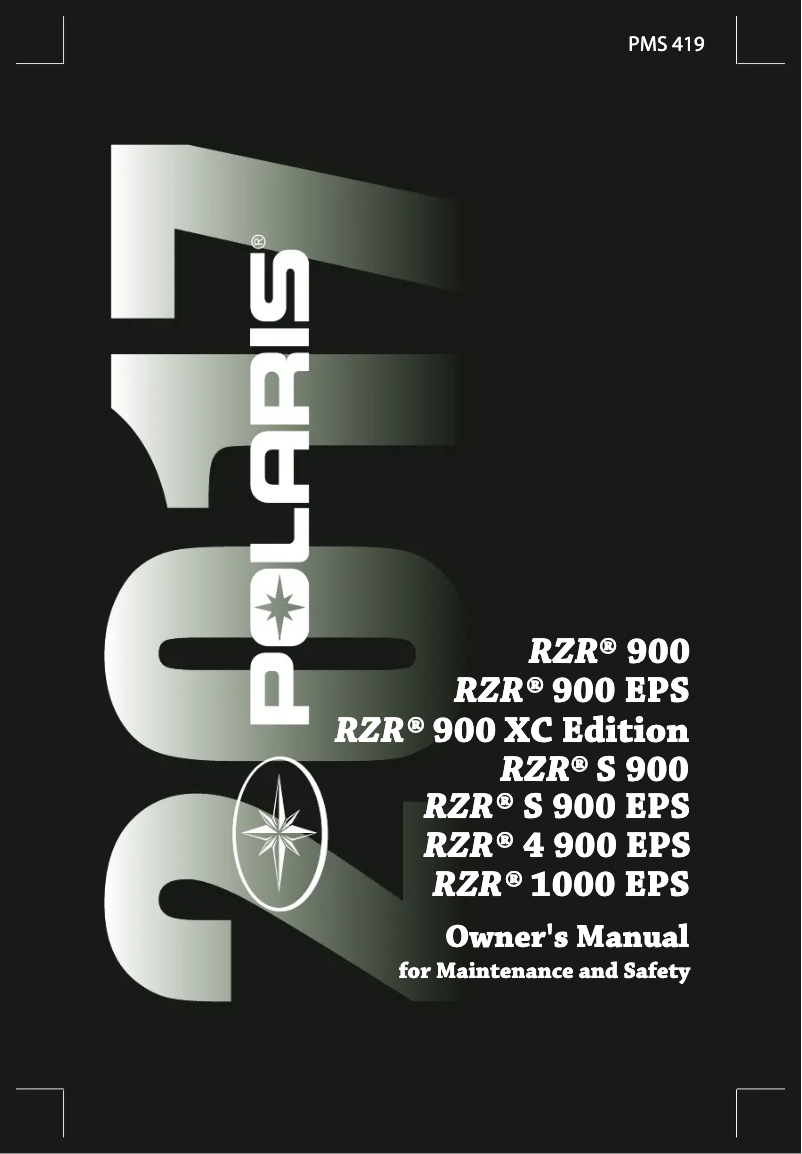 Page n°1 - Manuel utilisateur Polaris RZR 900 EPS (2017)