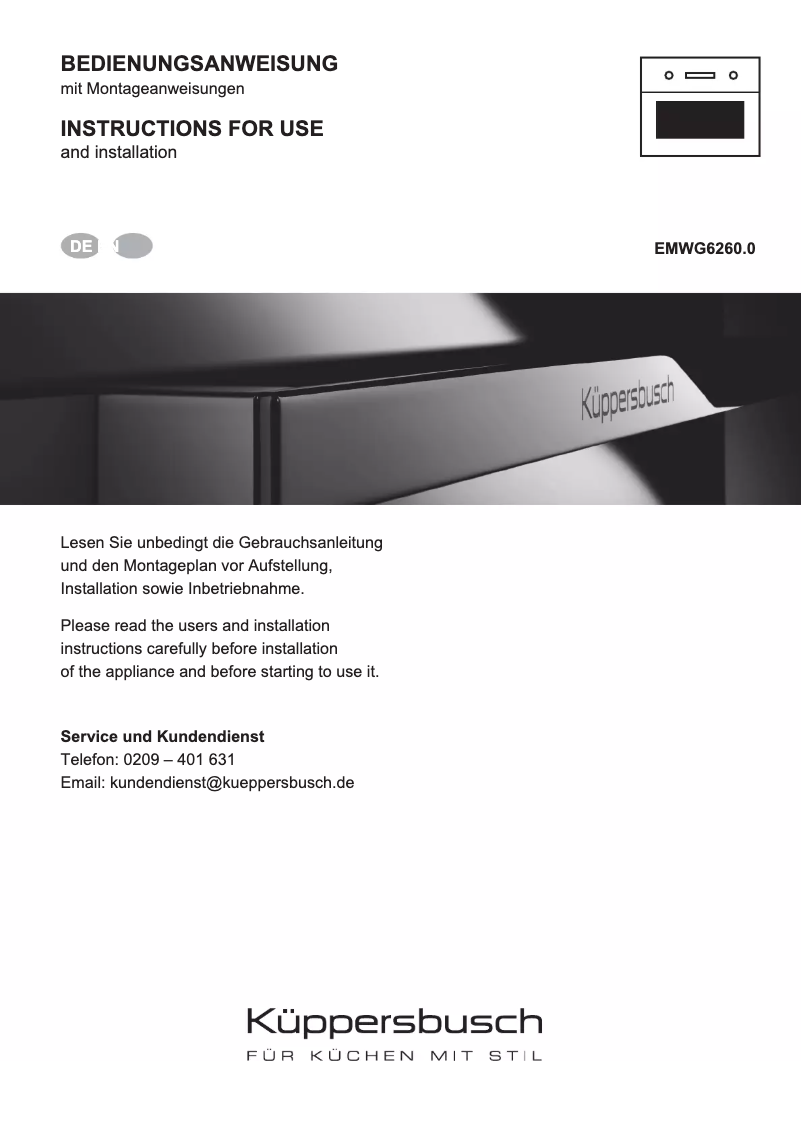 Page n°1 - Manuel utilisateur Küppersbusch EMWG6260