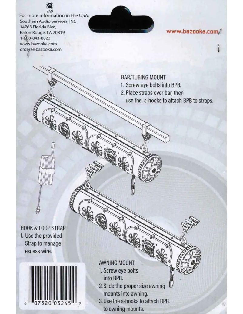 Page n°1 - Manuel utilisateur Bazooka BPB-TGAK