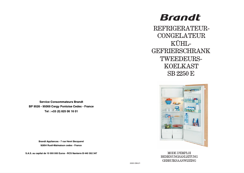 Page n°1 - Manuel utilisateur Brandt SB2250E