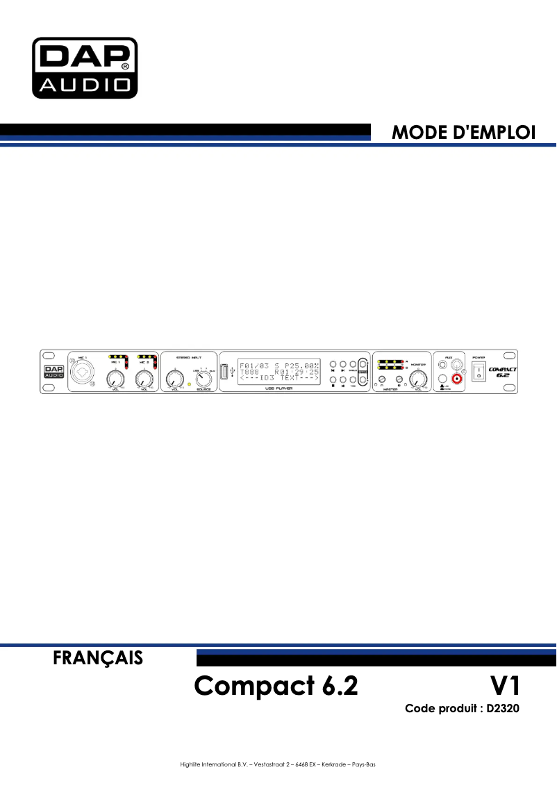 Page 1 de la notice Manuel utilisateur DAP-Audio Compact 6.2