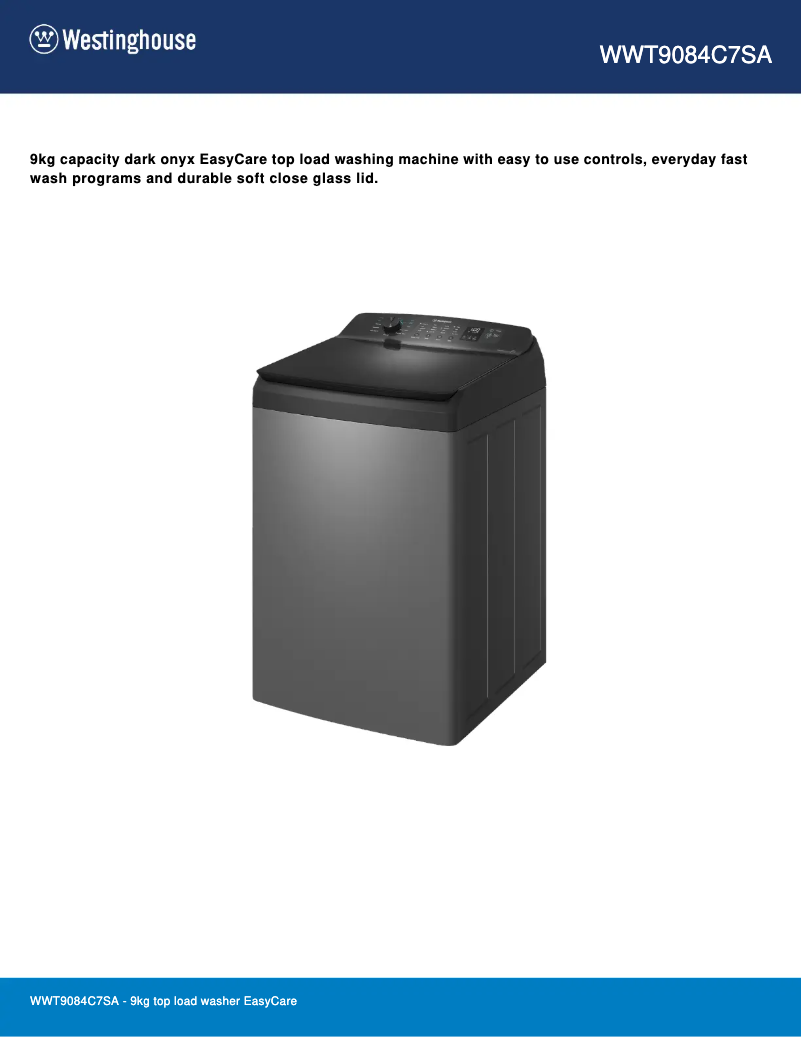 Page 1 de la notice Fiche technique Westinghouse WWT9084C7SA