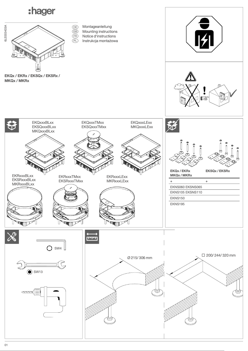Page n°1 - Manuel utilisateur Hager EKR060BL15