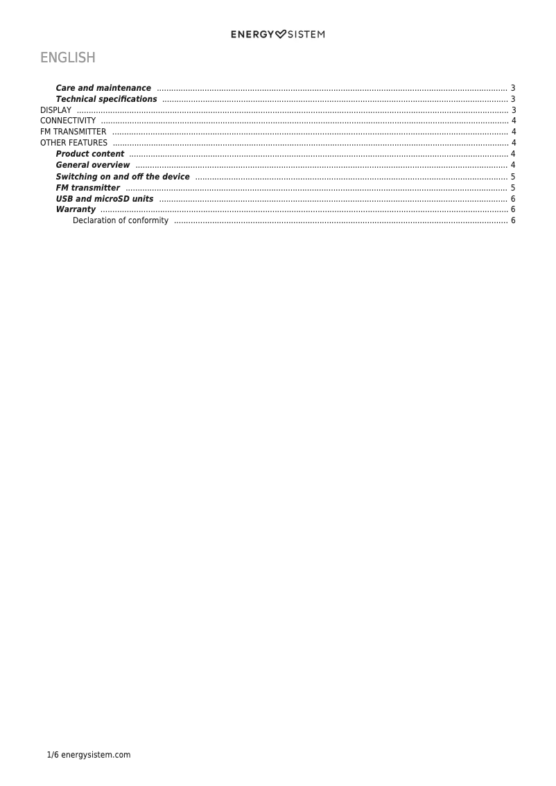 Image de la première page du manuel de l'appareil Car Transmitter FM