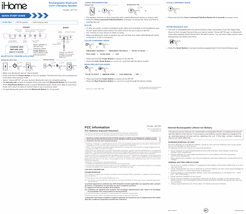 Image de la première page du manuel de l'appareil iBT751