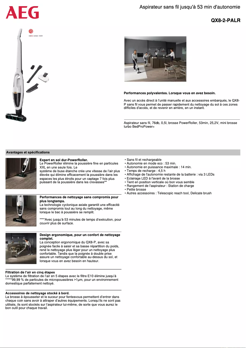 Page n°1 - Fiche technique AEG QX8-2-PALR