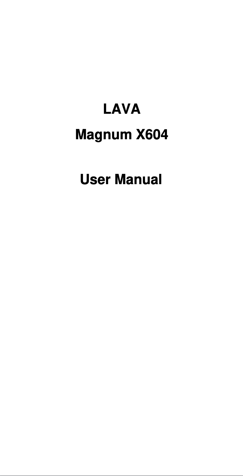 Page 1 de la notice Manuel utilisateur Lava Magnum X604