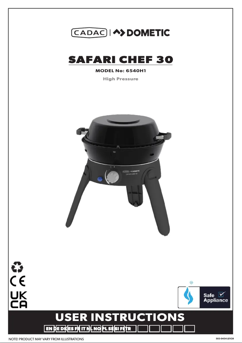 Imagen de la primera página del manual del dispositivo Safari Chef 30 HP