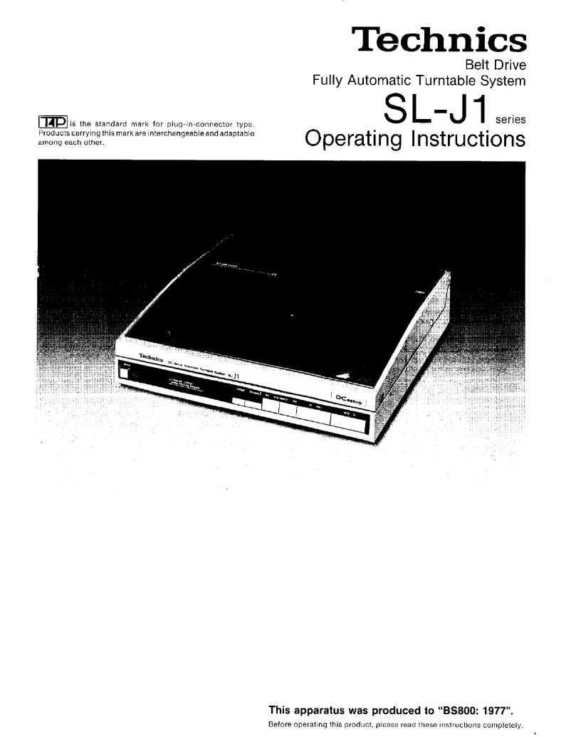 Page n°1 - Manuel utilisateur Technics SL-J1