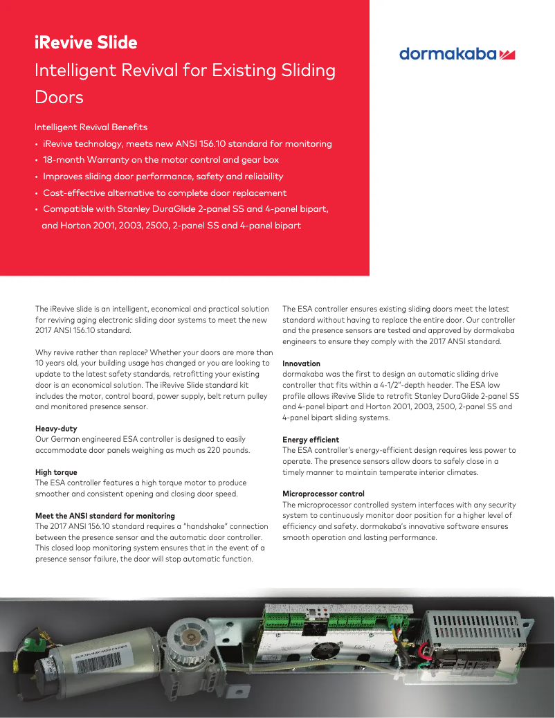 Page 1 de la notice Manuel utilisateur Dormakaba iRevive Slide