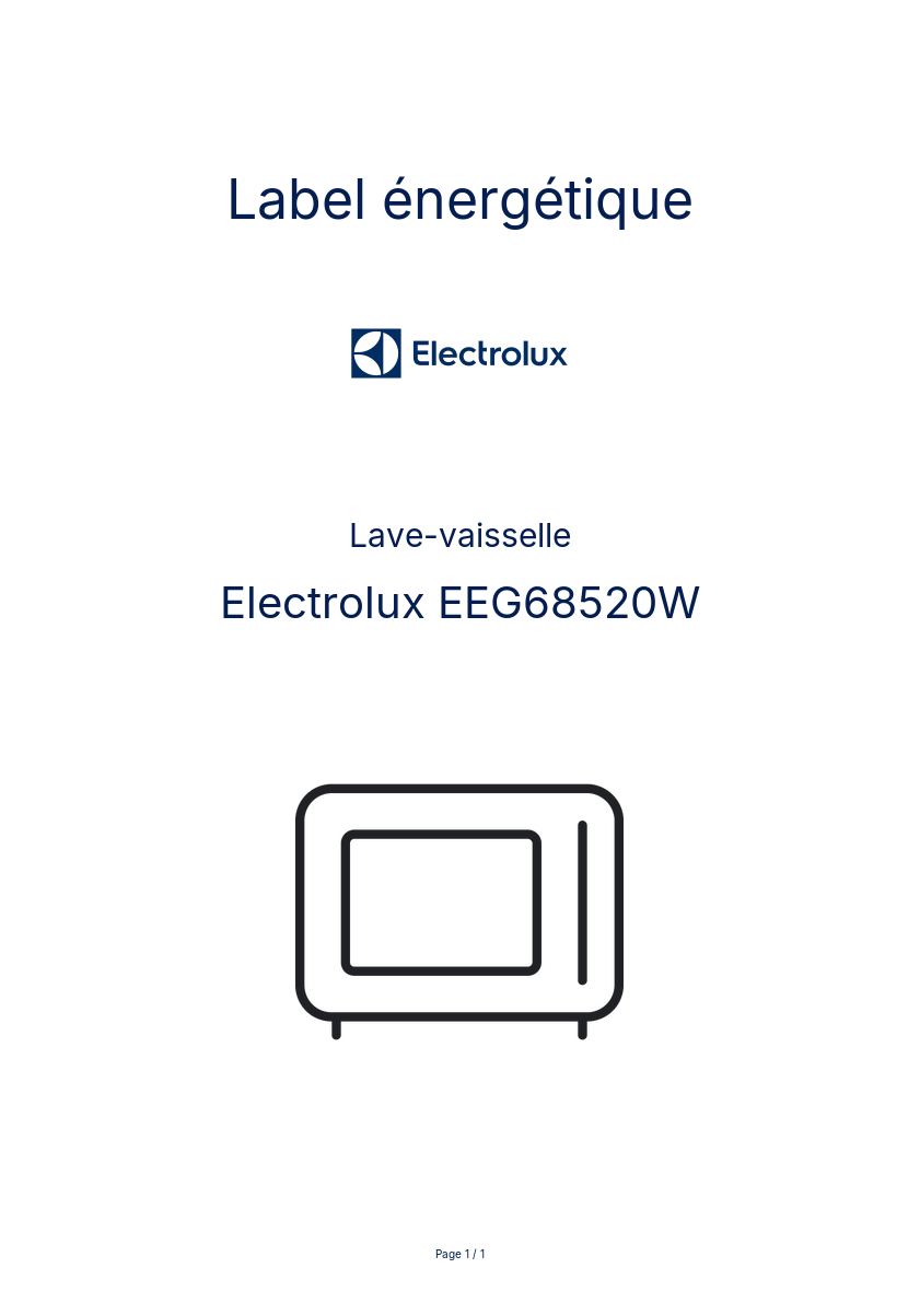 Image de la première page du manuel de l'appareil EEG68520W