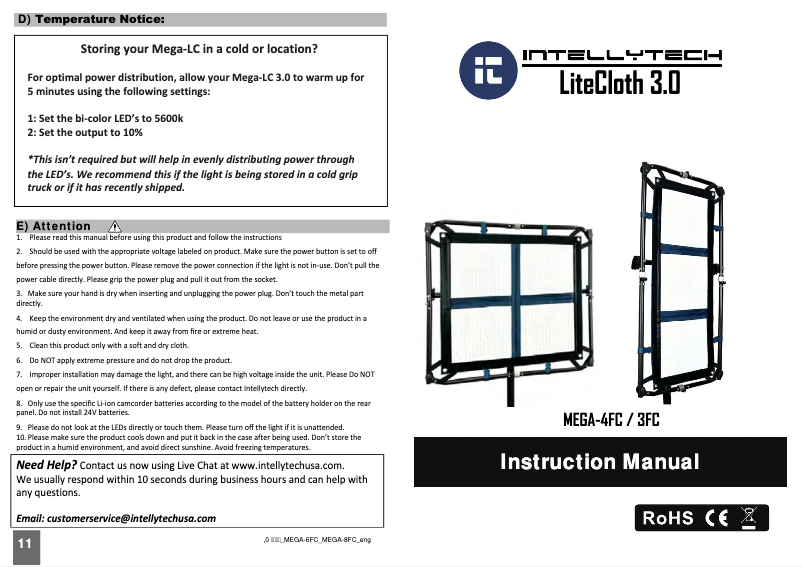 Page n°1 - Manuel utilisateur Intellytech LiteCloth Mini Mega-3FC