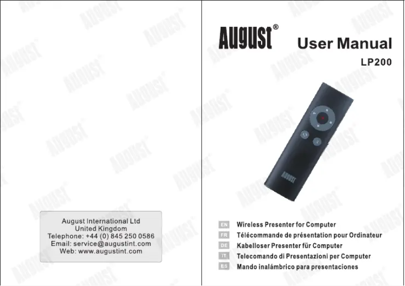 Page 1 of the manual User Manual August LP200B