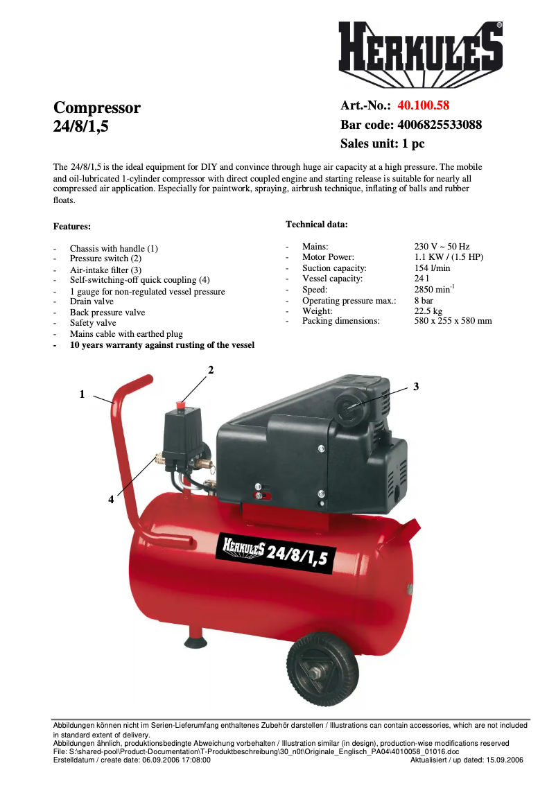 Image de la première page du manuel de l'appareil 24/8/1,5