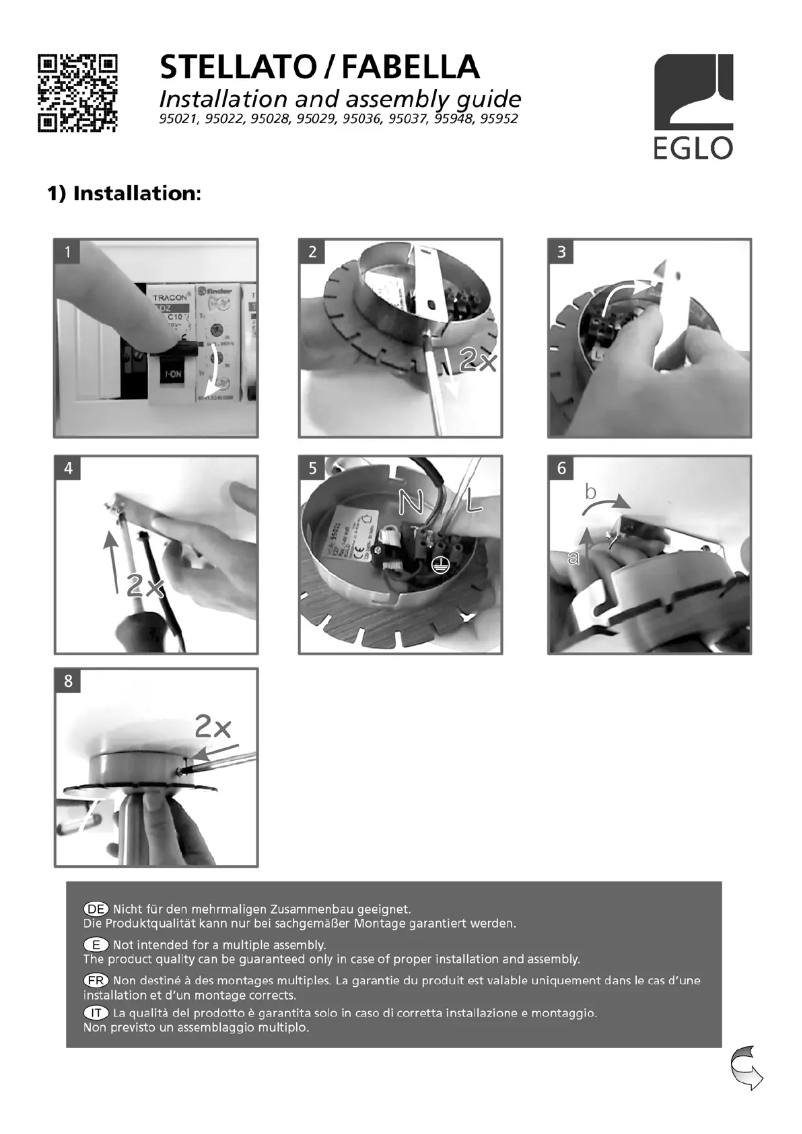 Página 1 del manual Manual de usuario Eglo Fabella