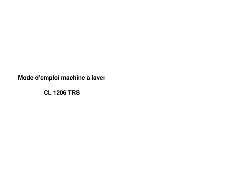 Page n°1 - Manuel utilisateur Clayton CL1206TRS