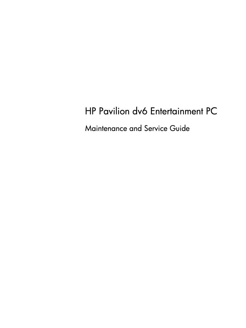 Page 1 de la notice Manuel utilisateur HP Pavilion dv6-3110sa