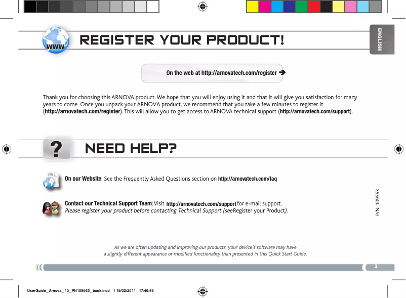 Page n°1 - Manuel utilisateur Archos Arnova 10