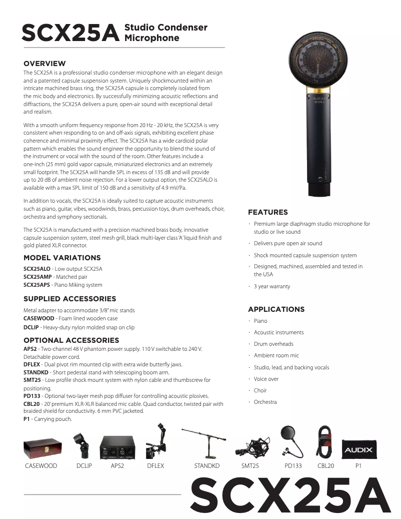 Page n°1 - Manuel utilisateur Audix SCX25A