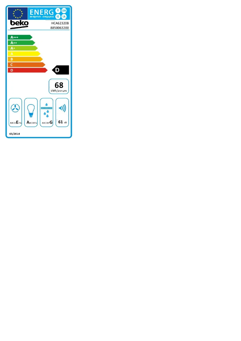 Page n°1 - Label énergétique Beko HCA62320B