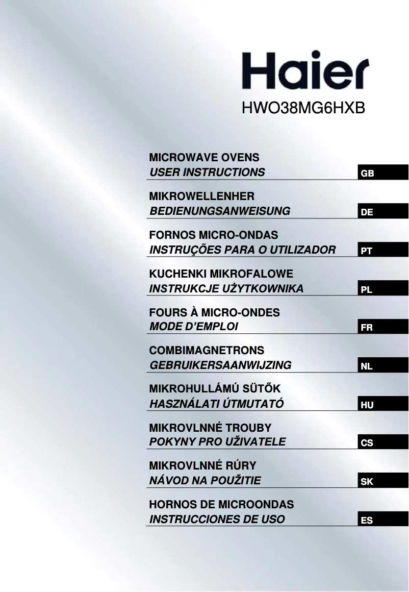 Page 1 de la notice Fiche technique Haier HWO38MG6HXB
