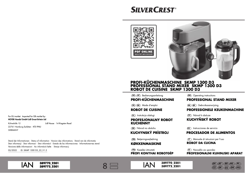 Page n°1 - Manuel utilisateur SilverCrest SKMP 1300 D3