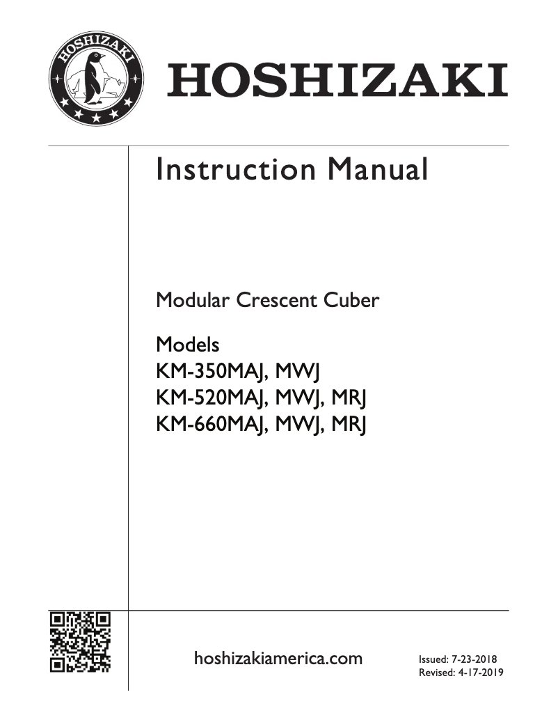 Page 1 de la notice Guide d'installation Hoshizaki KM-515MAH