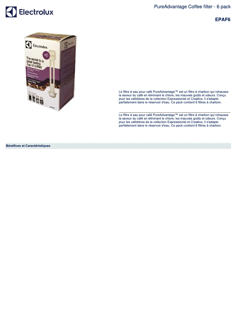 Image de la première page du manuel de l'appareil EPAF6