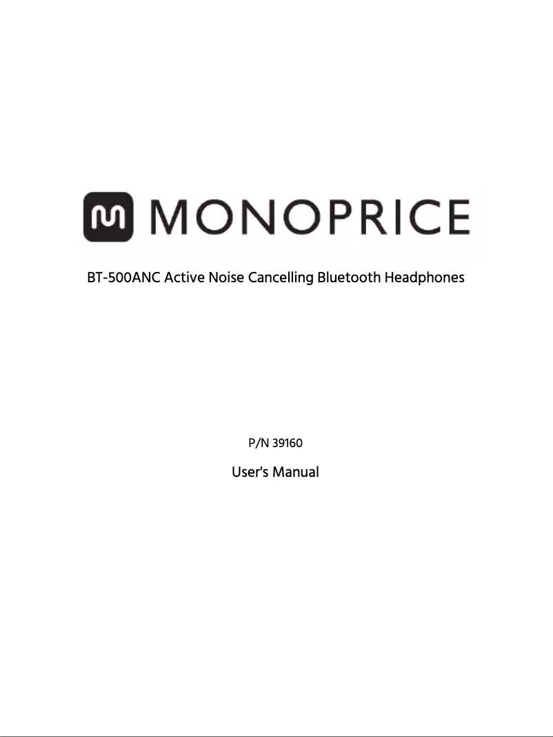 Page 1 de la notice Manuel utilisateur Monoprice BT-500ANC