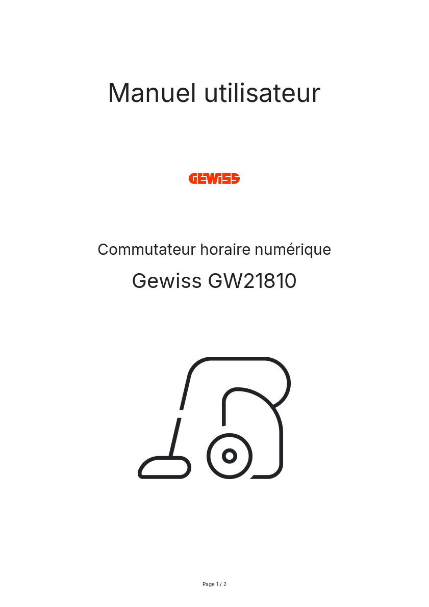 Page n°1 - Manuel utilisateur Gewiss GW21810