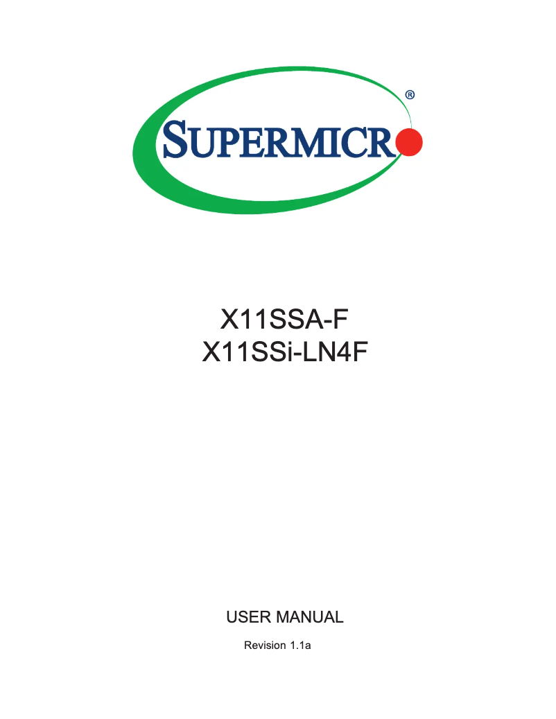 Page 1 de la notice Manuel utilisateur Supermicro X11SSA-F