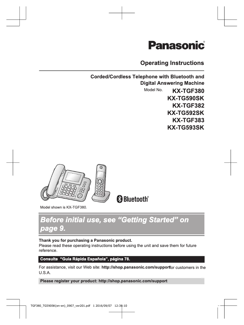 Página 1 del manual Manual de usuario Panasonic KX-TGF383